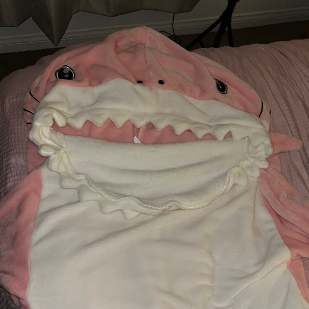 Amazon Pink and White Shark Blanket